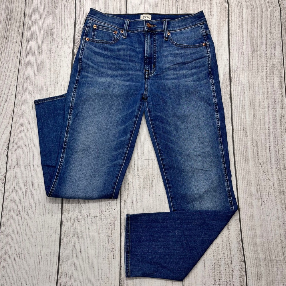 J.Crew 9 Inch Vintage Straight Jeans Medium Indigo Wash Size 29 Stretch Denim